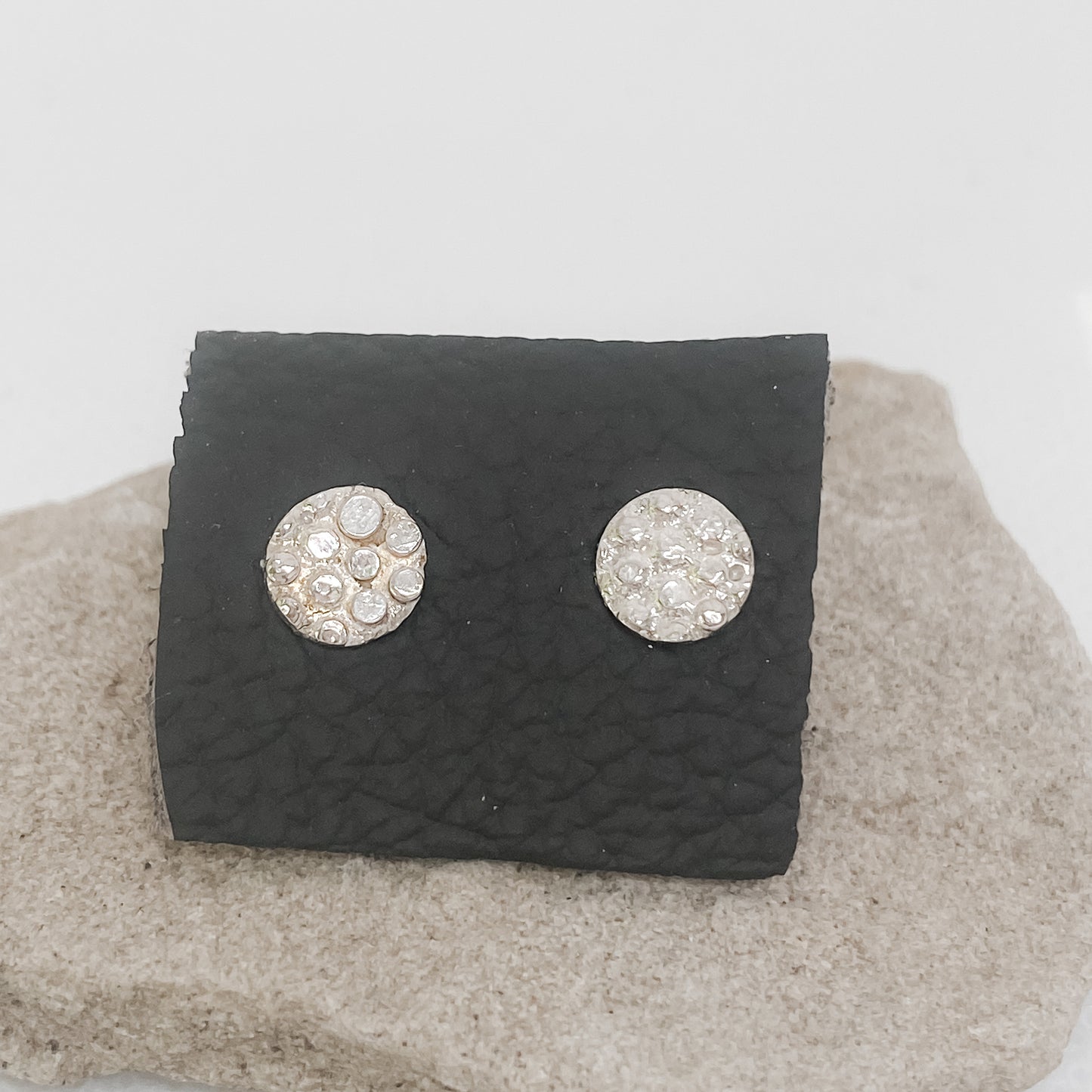 Sterling Silver Textured Circle Studs - Aprilierre