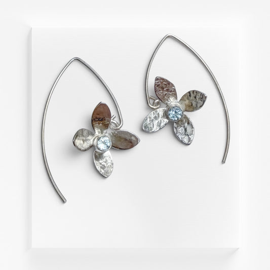 Eloquent Petals – Sterling Silver Earrings with Sky Blue Topaz