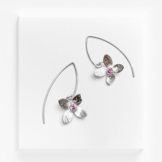 Eloquent Petals – Sterling Silver Earrings with Blush-Pink CZ