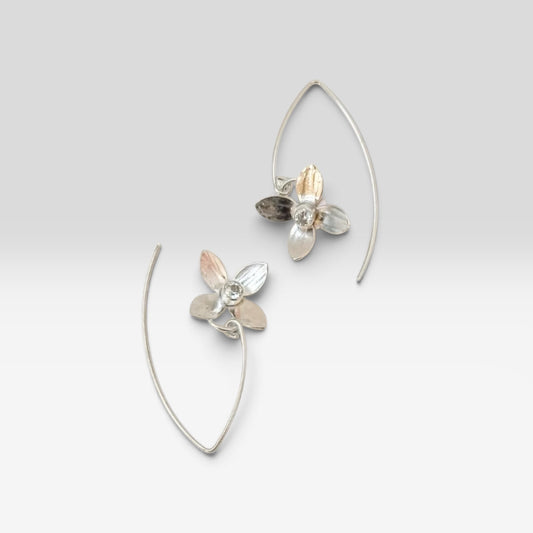 Eloquent Petals – Sterling Silver Earrings with White Topaz