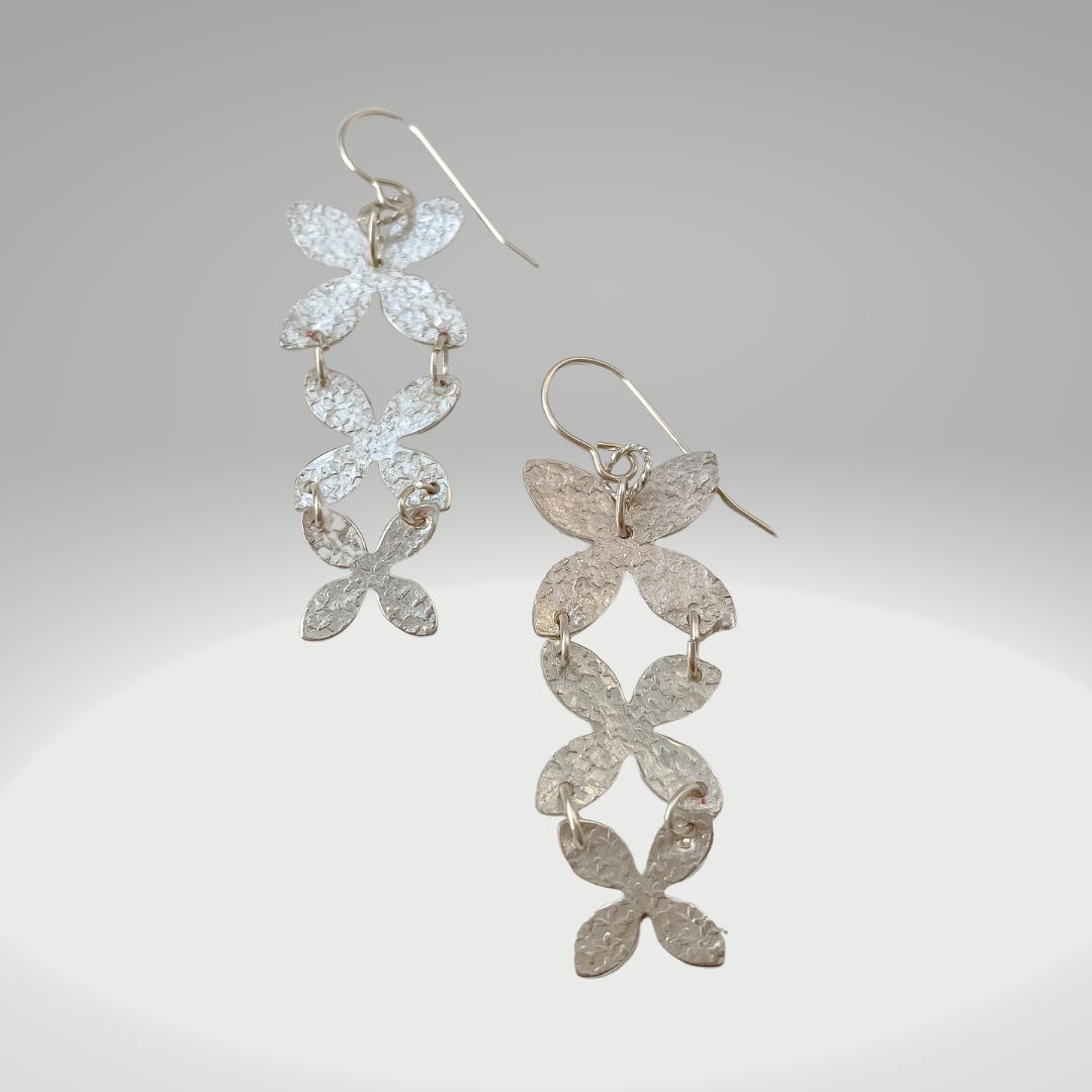 Cascading Petals ~Sterling Silver Flower Statement Earrings - Aprilierre