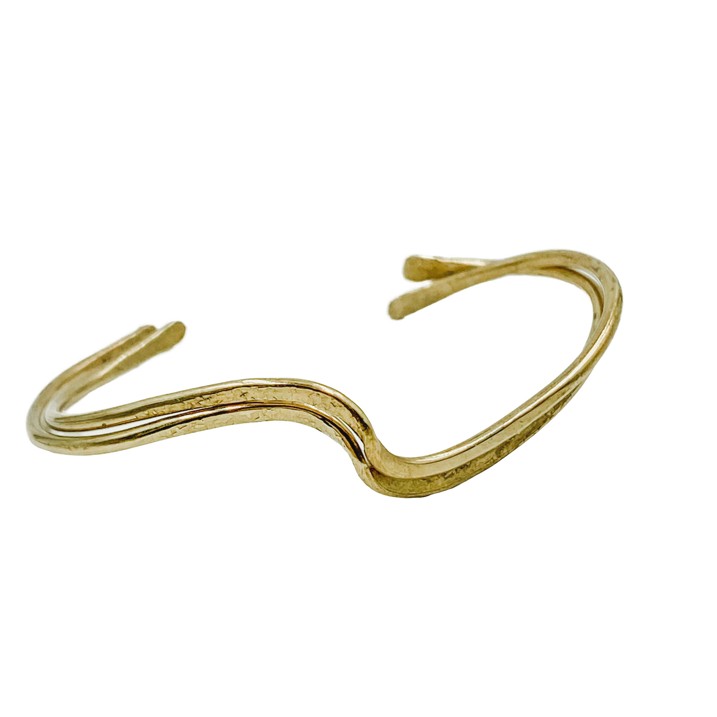 Bracelets-Hammered Brass Wave Cuffs set of Two - Aprilierre