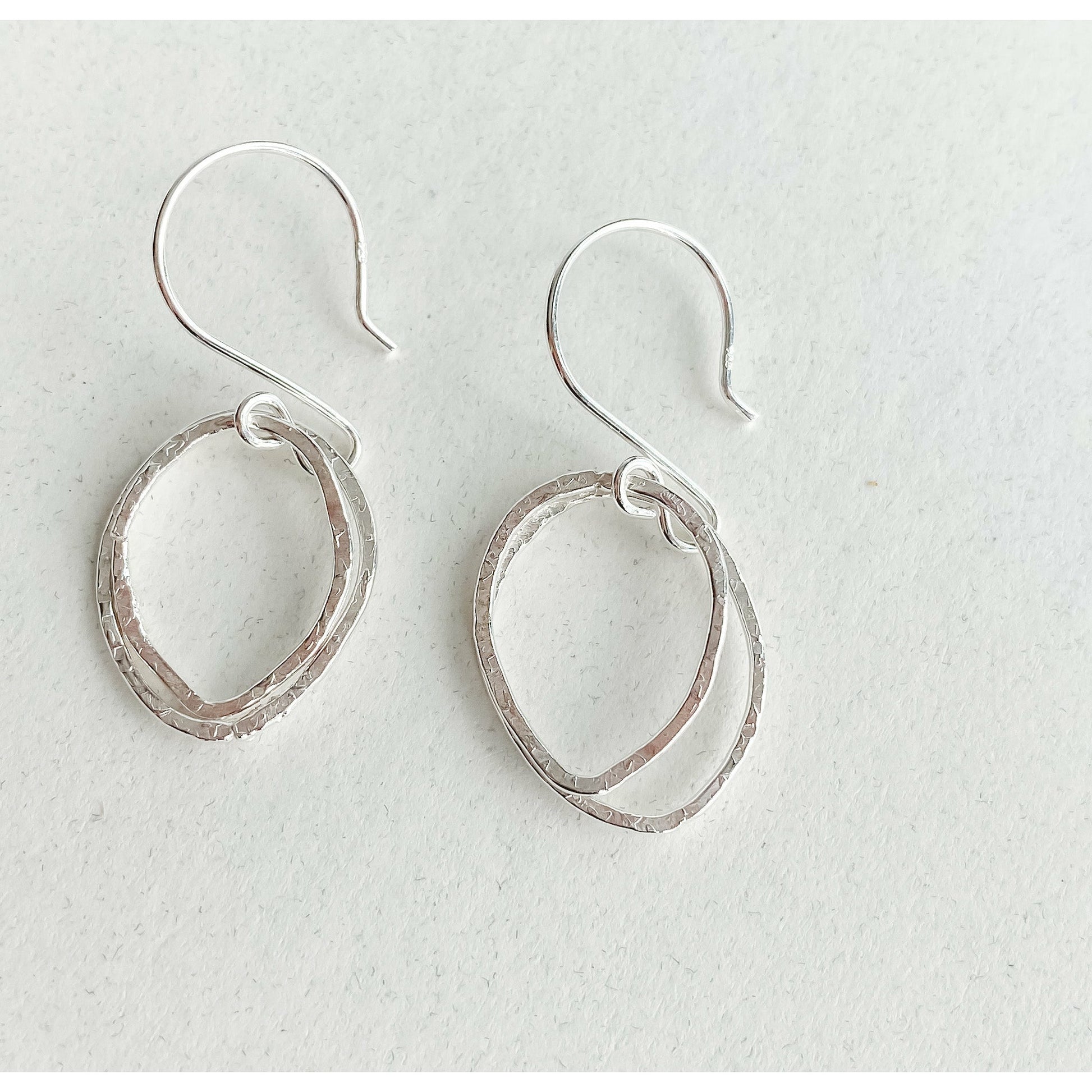 Delicate Dangles- Sterling Silver Textured Double Drop Earrings - Aprilierre