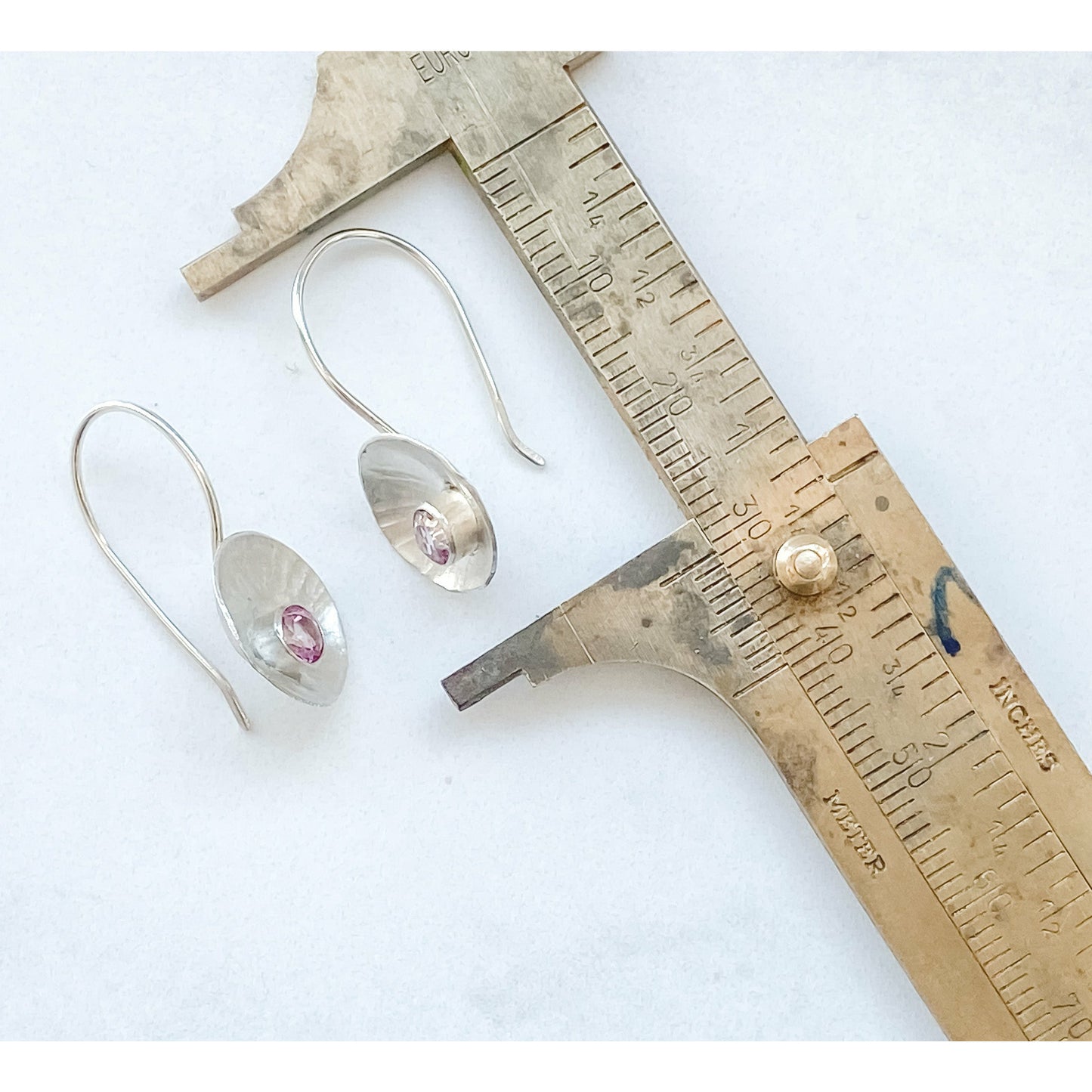 Silver Orbs ~ sterling silver earrings with Pink Topaz Gemstones - Aprilierre